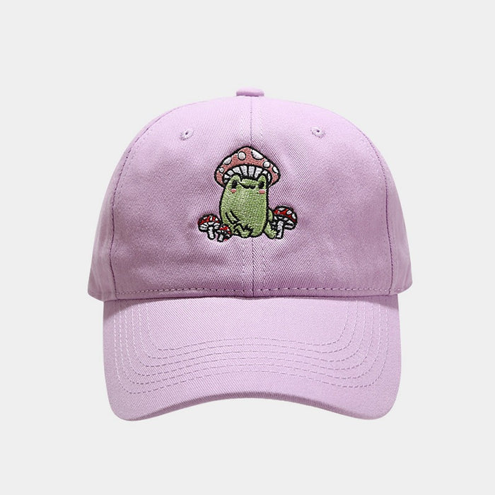 Wholesale Cartoon Frog Mushroom Embroidery Cotton Baseball Cap MOQ≥2 JDC-FH-LvYi013