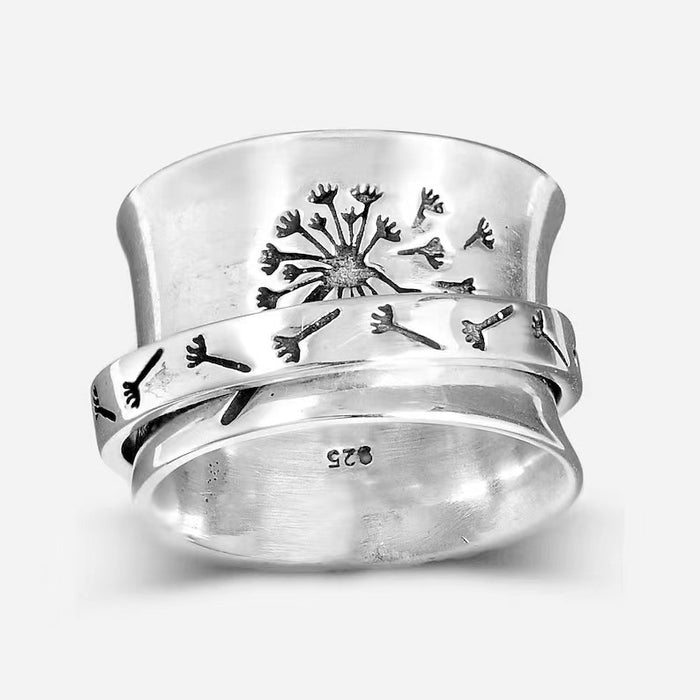 Wholesale Vintage Engraved Dandelion Spinning Ring MOQ≥2 JDC-RS-QianZ003