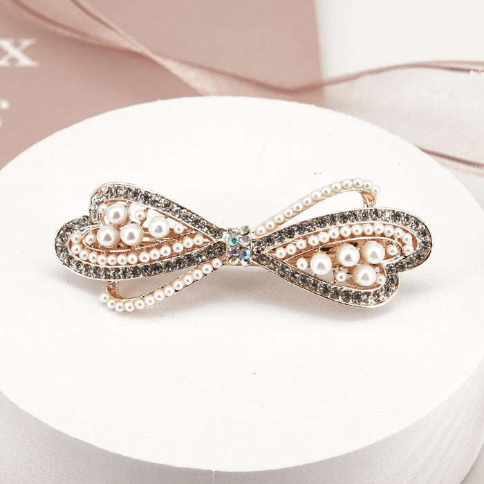 Wholesale Hair Clips Alloy Artificial Pearl Bow MOQ≥2 JDC-HC-HG015