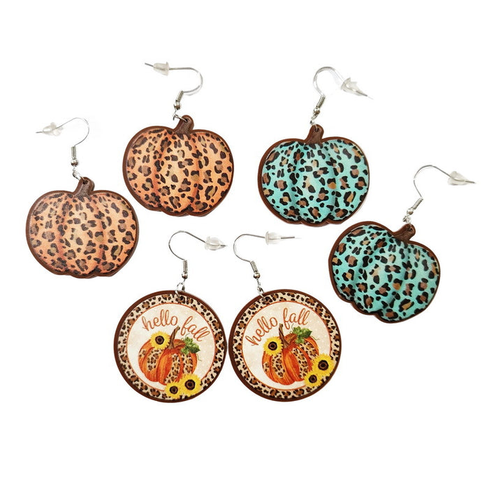 Wholesale Earrings Acrylic Mirror Leopard Blue Pumpkin Sunflower Sunflower JDC-ES-Xuep069