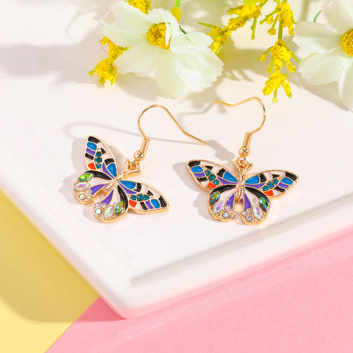 Jewelry WholesaleWholesale Butterfly Earrings Color Alloy Drop Oil Spot Drill JDC-ES- zhongyi003 Earrings 钟意 %variant_option1% %variant_option2% %variant_option3%  Factory Price JoyasDeChina Joyas De China