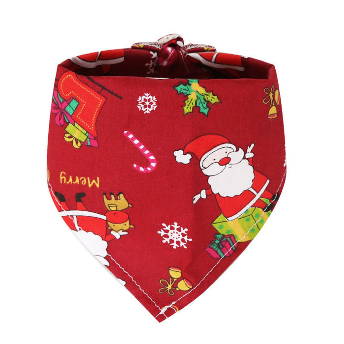 Wholesale Pet Christmas Cotton Print Dress Up Triangle Scarf JDC-PC-Qimiao001