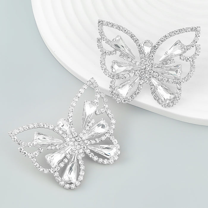 Wholesale Rhinestone Butterfly Alloy Earrings JDC-ES-JL1009