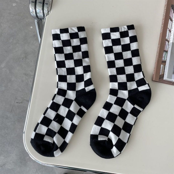 Wholesale Sock Polyester Cotton Checkerboard Thick Breathable Sweat Absorption MOQ≥2 JDC-SK-LanXii004