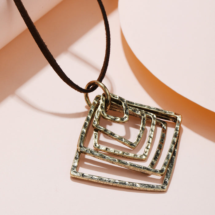 Wholesale Geometric Irregular Square Sweater Chain Necklace JDC-NE-JiuL001