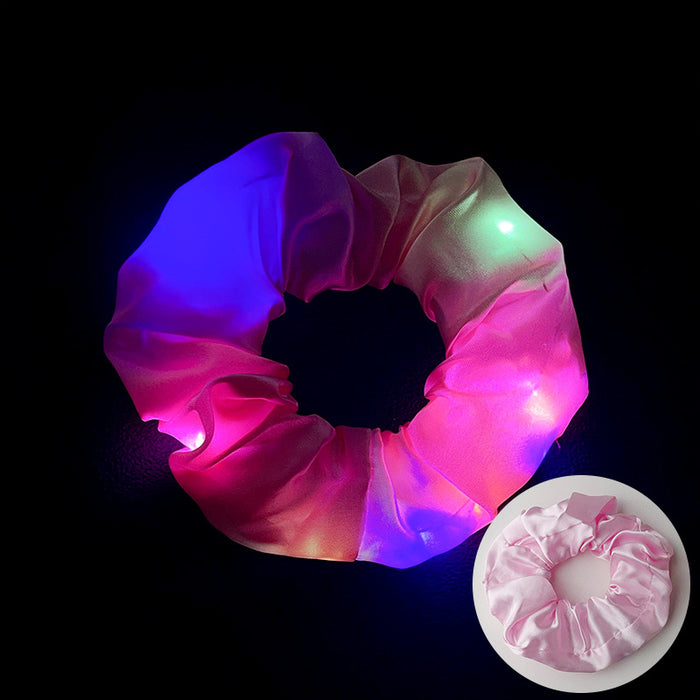 Wholesale Hair Scrunchies Cloth LED Light Glowing Three-speed Shiny Color JDC-HS-DieZu004