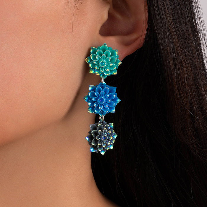 Wholesale Plastic Laser Flower Earrings MOQ≥2 JDC-ES-lingg013