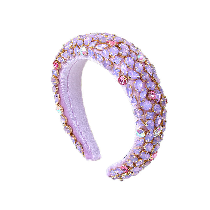 Wholesale Rhinestone Headband Thick Sponge Heavy Industry Crystal Glass Headband JDC-HD-ZXI006