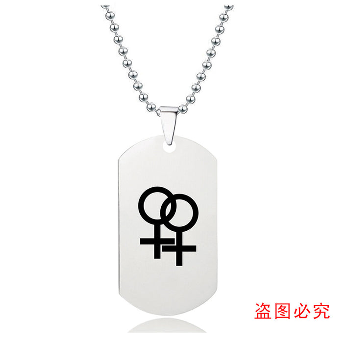 Wholesale LGBT Gay Story Small Gift Lettering Titanium Steel Necklace JDC-NE-GangG006