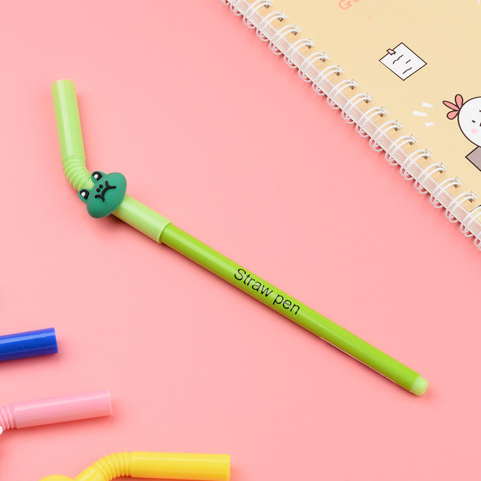 Wholesale Cartoon Drinking Straw Shaped Plastic Ballpoint Pen MOQ≥2 JDC-BP-XHZ010