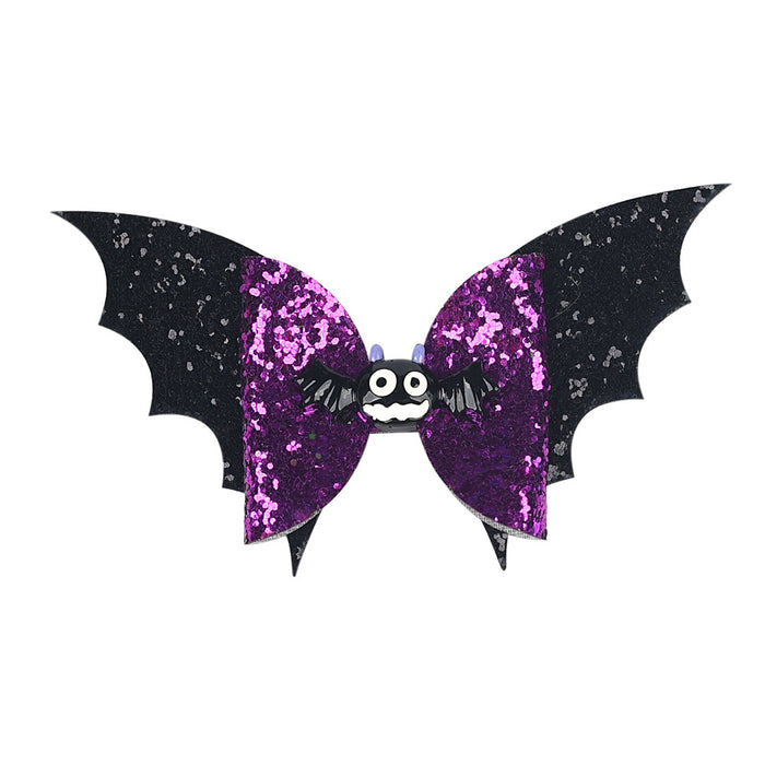 Wholesale Children's Hair Clip Halloween Bat Pumpkin Head Leather JDC-HC-QiuN004