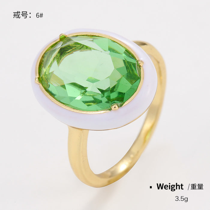 Wholesale Gemstone Enamel Alloy Zircon Ring JDC-RS-KenJ001