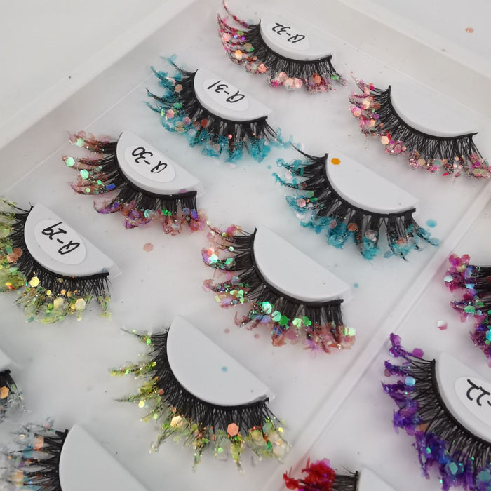 Wholesale Color Luminous 3D False Eyelashes Natural Glitter Sequins MOQ≥3 JDC-EY-XLin001