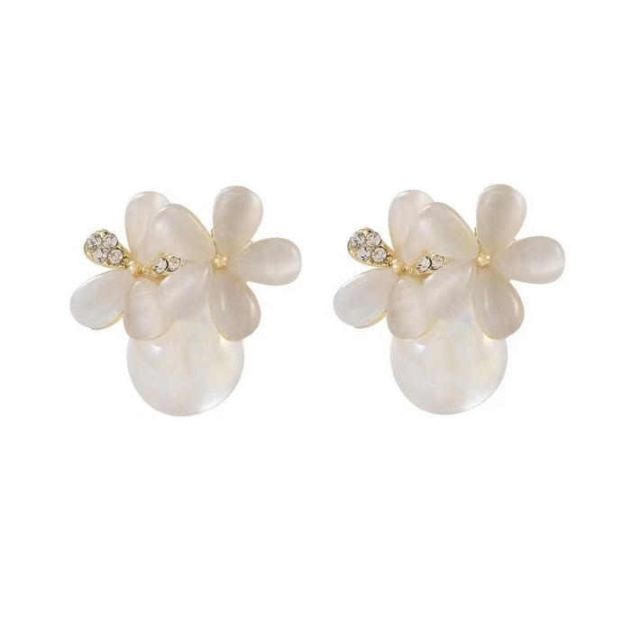 Wholesale Earrings Alloy Opal Flower Pearls JDC-ES-PD002