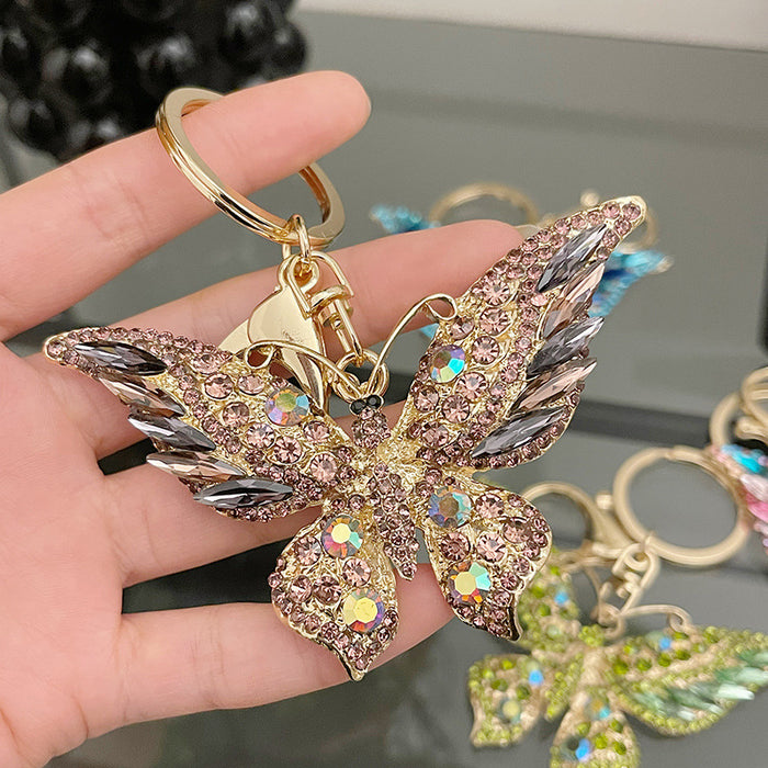 Wholesale Retro New Rhinestone Butterfly Keychain MOQ≥2 JDC-KC-CH036