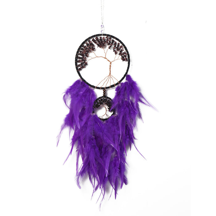 Jewelry WholesaleWholesale Purple Gravel Tree of Life Iron Ring Feather Dreamcatcher MOQ≥2 JDC-DC-LZ044 Dreamcatcher 联缀 %variant_option1% %variant_option2% %variant_option3%  Factory Price JoyasDeChina Joyas De China