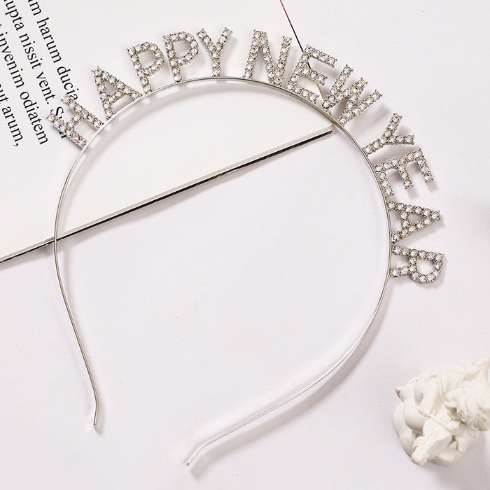 Wholesale Headband Metal Rhinestones HAPPY NEW YEAR Party JDC-HD-ShangB001