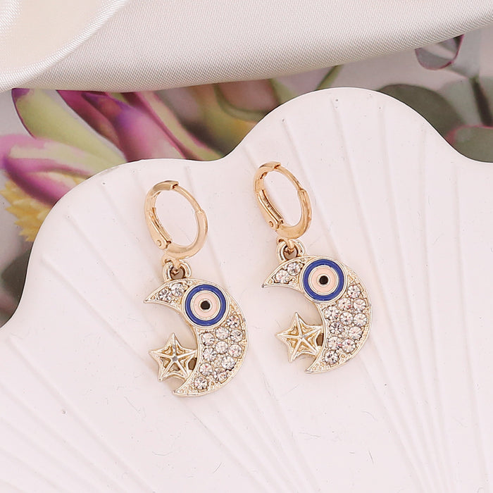 Wholesale Full Diamond Pearl Devil's Eye Alloy Earrings JDC-ES-Bingm022