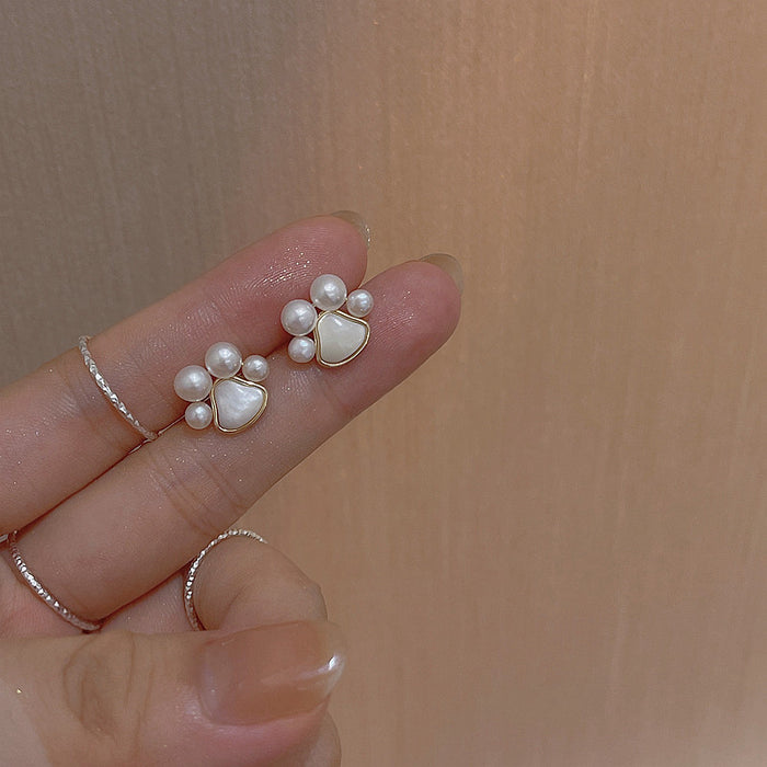 Wholesale White Pearl 925 Silver Stud Earrings MOQ≥2 JDC-ES-Jings001