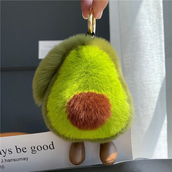 Wholesale Rex Rabbit Fur Cute Avocado Fur Pendant Keychain  JDC-KC-XYu002