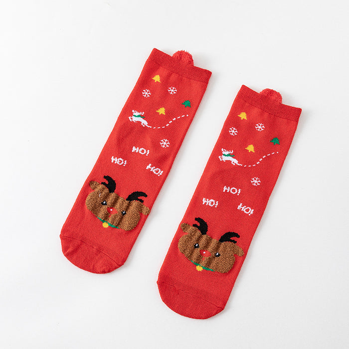 Wholesale Socks Cotton Christmas Stereo Ear Socks MOQ≥3 JDC-SK-BingTao001