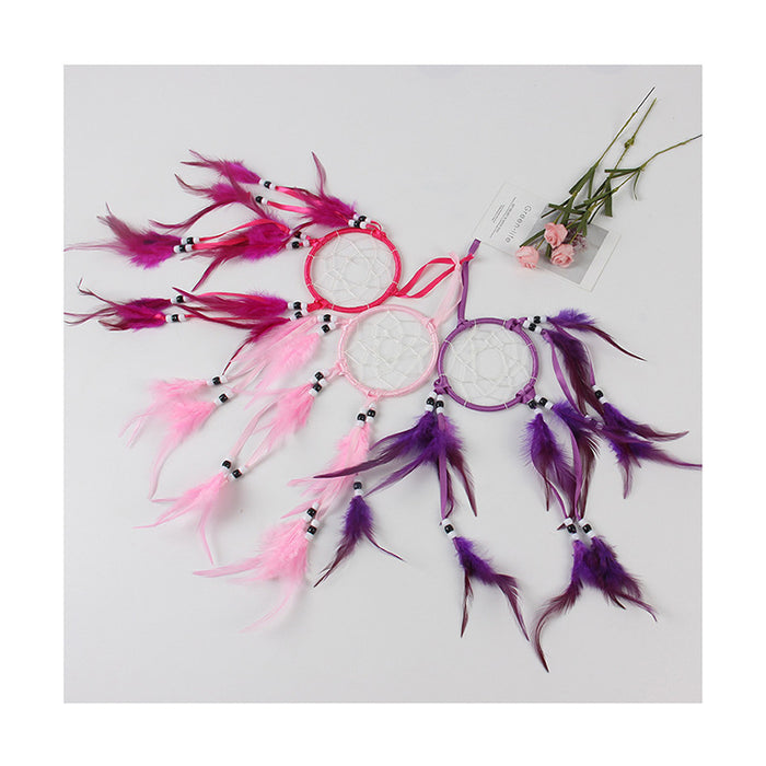 Wholesale Feather Dreamcatcher Pendant Simple Handmade Car Sling Wind Chime MOQ≥2 JDC-DC-JunX016