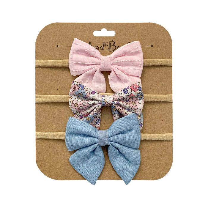 Wholesale Headband Cotton Linen Baby Soft Elastic Bow MOQ≥10 JDC-HD-AMSR004