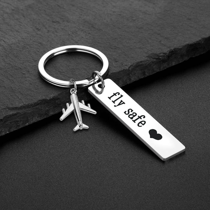 Jewelry WholesaleWholesale commemorative gift fly safe safe stainless steel keychain MOQ≥2 JDC-KC-ShangQ010 Keychains 上泉 %variant_option1% %variant_option2% %variant_option3%  Factory Price JoyasDeChina Joyas De China