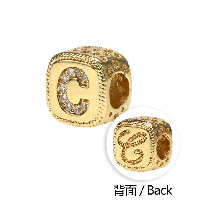 Wholesale 26 Letters Perforated Copper Plated Square Beaded Snake Bone Bracelet JDC-BT-TianY004