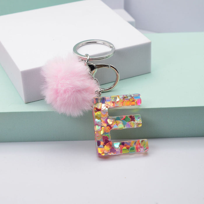 Jewelry WholesaleWholesale love sequin resin drip glue 26 English letter keychains MOQ≥2 JDC-KC-YiWa001 Keychains 伊娃 %variant_option1% %variant_option2% %variant_option3%  Factory Price JoyasDeChina Joyas De China