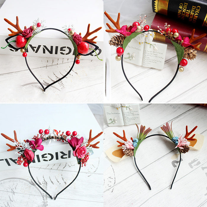 Wholesale Headband Fabric Christmas Elk Antlers JDC-HD-QingH001