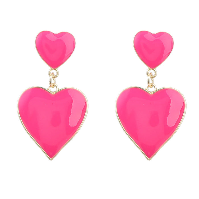 Wholesale Multilayer Heart Shaped Alloy Oil Drip Earrings JDC-ES-JL1013