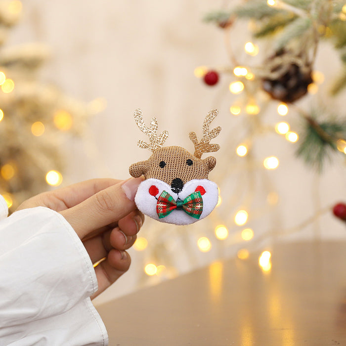 Wholesale Hair Clips Dual Purpose Christmas Hairpin Brooch Cartoon Plush MOQ≥2 JDC-HC-HEMA002