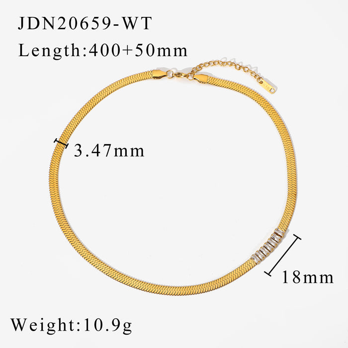 Jewelry WholesaleWholesale Gold Plated Stainless Steel Rectangle Colorful Zirconium Necklace JDC-NE-JD387 necklaces 杰鼎 %variant_option1% %variant_option2% %variant_option3%  Factory Price JoyasDeChina Joyas De China