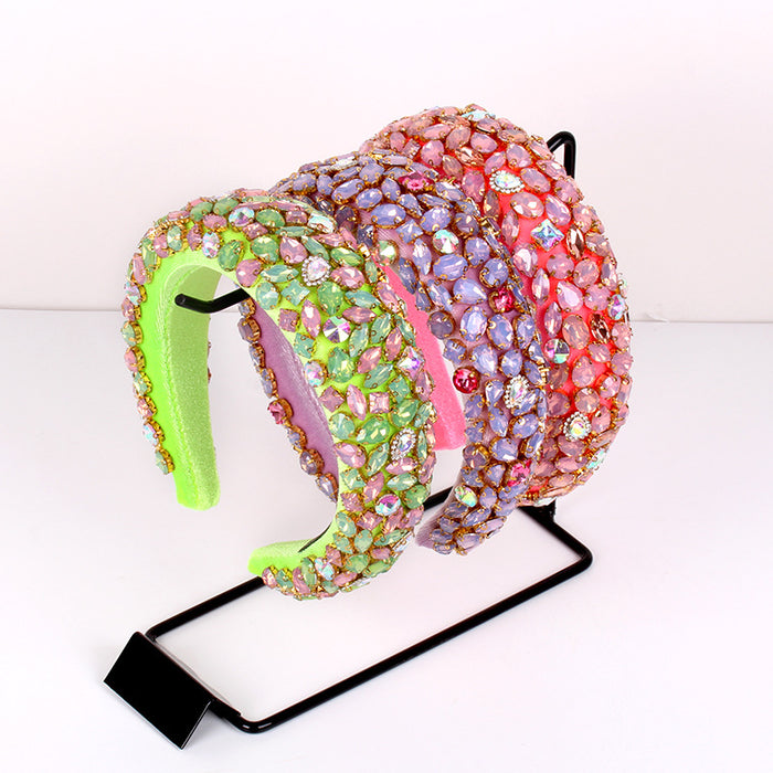 Wholesale Rhinestone Headband Thick Sponge Heavy Industry Crystal Glass Headband JDC-HD-ZXI006