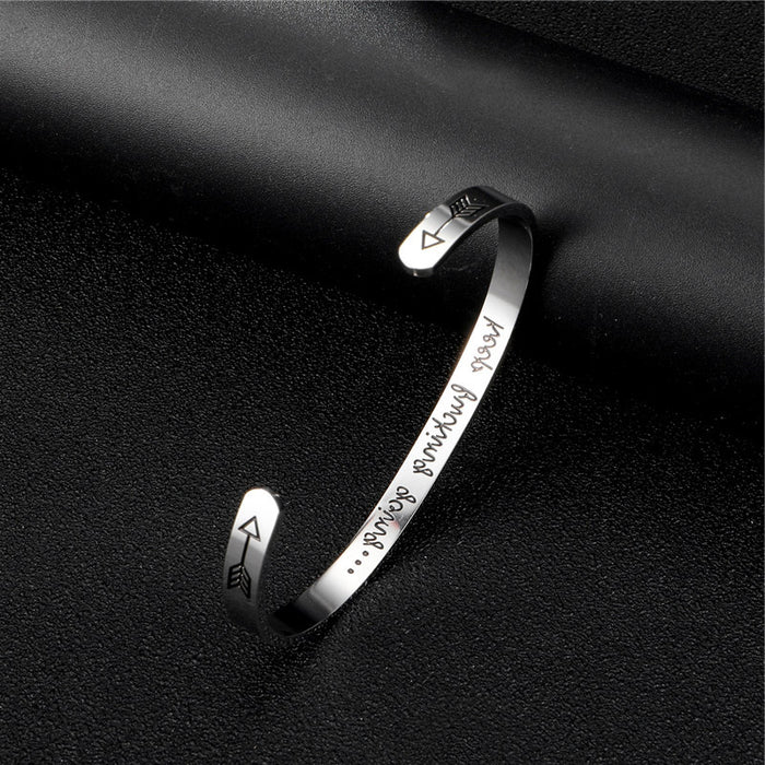 Jewelry WholesaleWholesale laser keep fucking going stainless steel metal bracelet JDC-BT-ZhuangT006 Bracelet 庄图 %variant_option1% %variant_option2% %variant_option3%  Factory Price JoyasDeChina Joyas De China