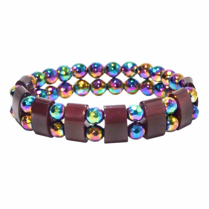 Wholesale Fashion Double Row Colorful Section Black Gallstone Bracelet JDC-BT-LonR001