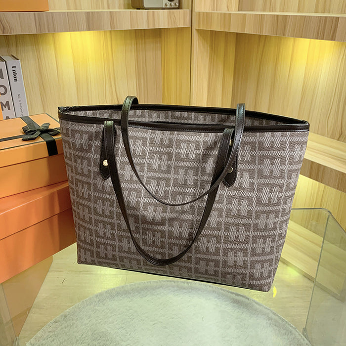 Wholesale Handbag PU Contrast Color Letter Tote Bag Large Capacity JDC-HB-Guanfang002