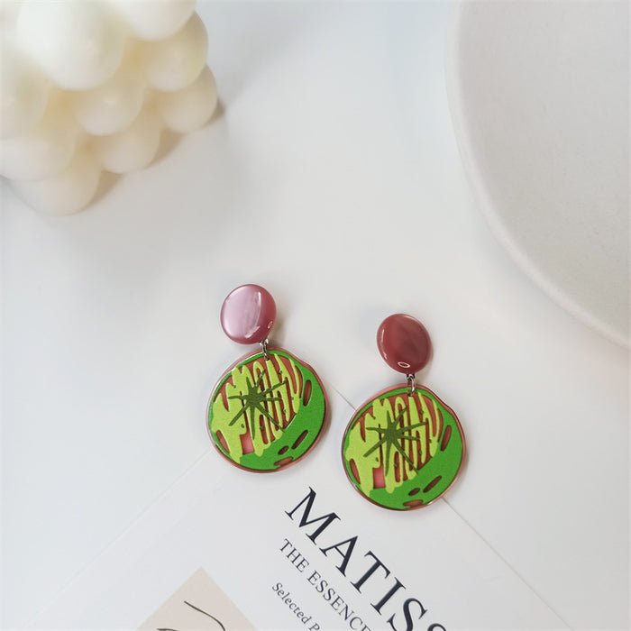 Jewelry WholesaleWholesale graffiti print watermelon pineapple avocado grape fruit acrylic earrings S925 silver needle JDC-ES-FX001 Earrings 繁瑆 %variant_option1% %variant_option2% %variant_option3%  Factory Price JoyasDeChina Joyas De China