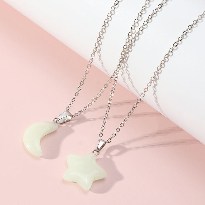 Jewelry WholesaleWholesale Luminous Moon Star Plastic Resin Necklace JDC-NE-NZ329 Necklaces 奈珠 %variant_option1% %variant_option2% %variant_option3%  Factory Price JoyasDeChina Joyas De China