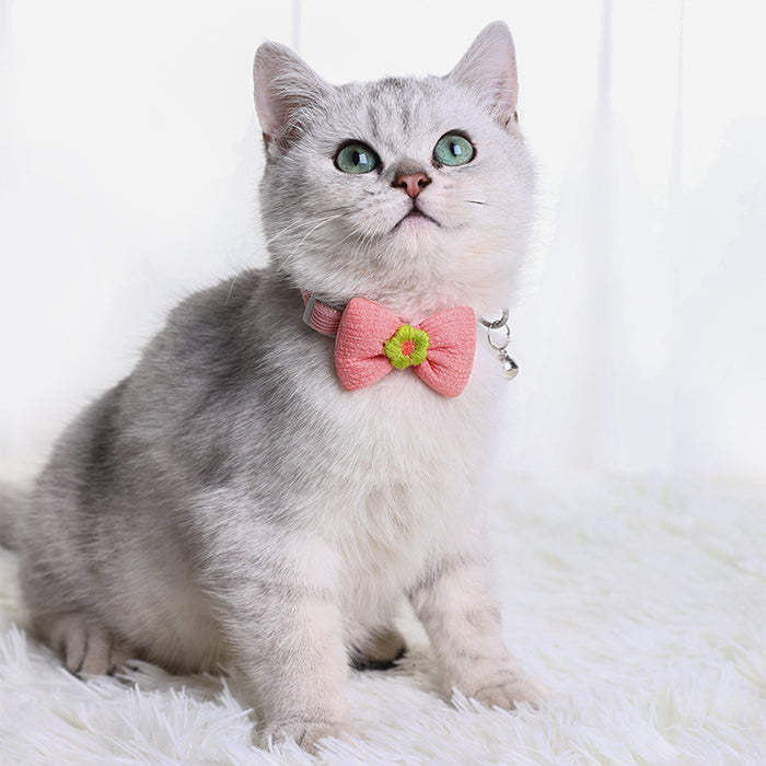 Wholesale Adjustable Polyester Pet Bow Cat Decorative Collar MOQ≥2 JDC-PD-LeC001