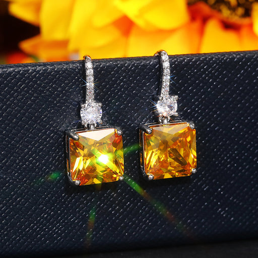 Jewelry WholesaleWholesale Yellow Diamond Zircon Copper Earrings MOQ≥2 JDC-ES-CaoS031 Earrings 曹适 %variant_option1% %variant_option2% %variant_option3%  Factory Price JoyasDeChina Joyas De China