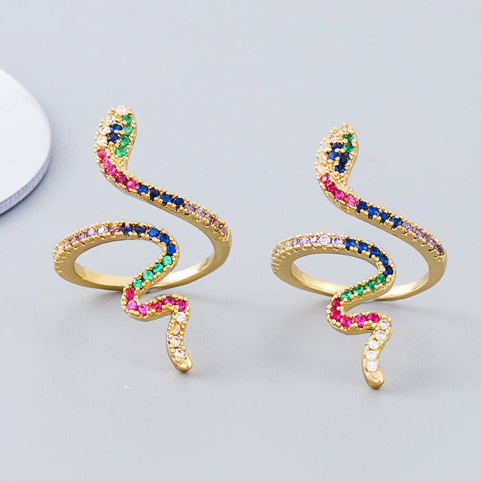 Jewelry WholesaleWholesale Brass Gold Plated Zircon Snake Ring JDC-RS-JingY001 Rings 璟禹 %variant_option1% %variant_option2% %variant_option3%  Factory Price JoyasDeChina Joyas De China