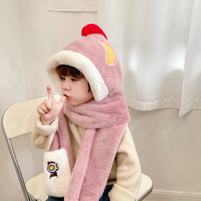 Wholesale Scarf Polyester Thickening Fabric Kids Hats Gloves Scarf Three Uses Autumn Winter Warm JDC-SF-Lewan002