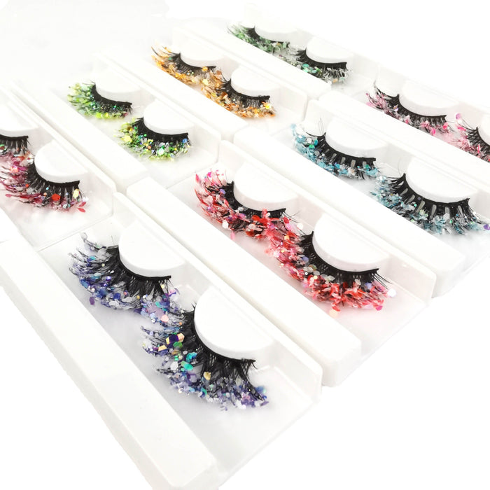 Wholesale Color Luminous 3D False Eyelashes Natural Glitter Sequins MOQ≥3 JDC-EY-XLin001