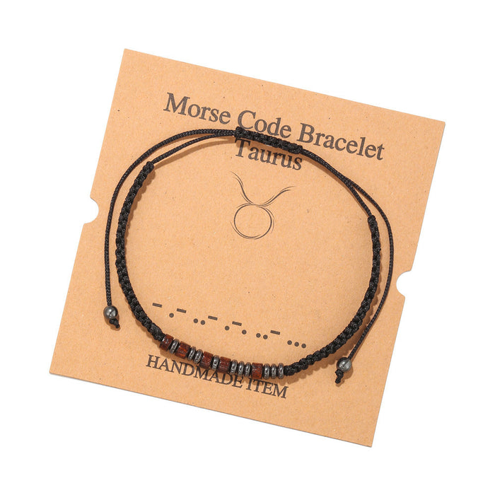 Jewelry WholesaleWholesale Black Iron Stone Wood Chip Morse Code 12 Constellation Bracelet JDC-BT-ZhuJ001 Bracelet 诛积 %variant_option1% %variant_option2% %variant_option3%  Factory Price JoyasDeChina Joyas De China