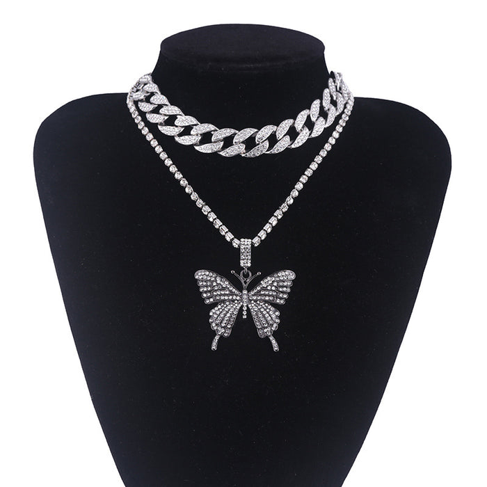 Jewelry WholesaleWholesale Cuban Chain Big Butterfly Alloy Rhinestone Necklace JDC-NE-youm001 Necklaces 幽梦 %variant_option1% %variant_option2% %variant_option3%  Factory Price JoyasDeChina Joyas De China