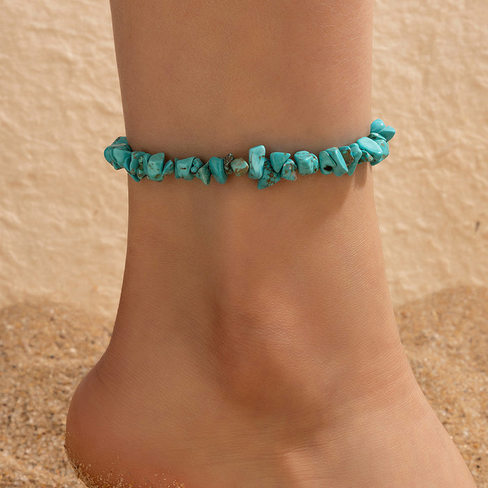 Wholesale Imitation Turquoise Single Layer Anklet Ethnic Style Irregular JDC-AS-C135