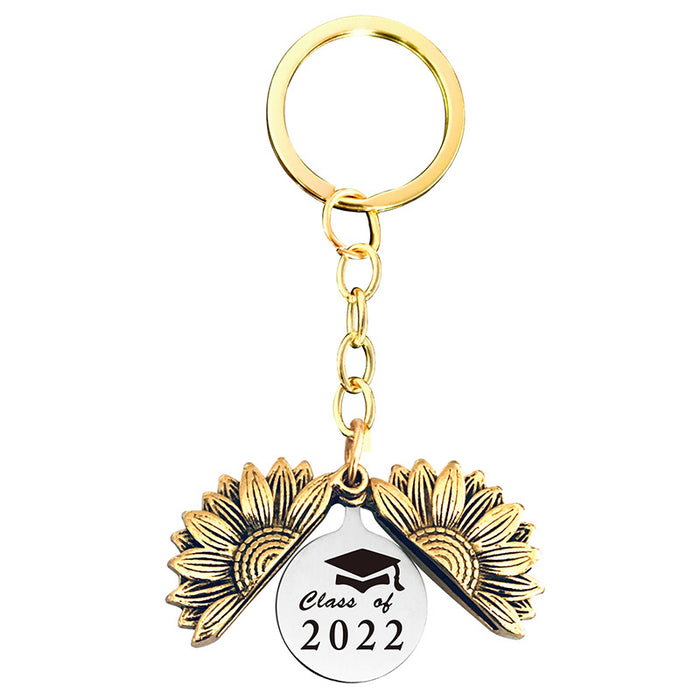 Jewelry WholesaleWholesale Sunflower Graduation Season Electroplated Metal Keychain JDC-KC-GangGu019 Keychains 钢古 %variant_option1% %variant_option2% %variant_option3%  Factory Price JoyasDeChina Joyas De China