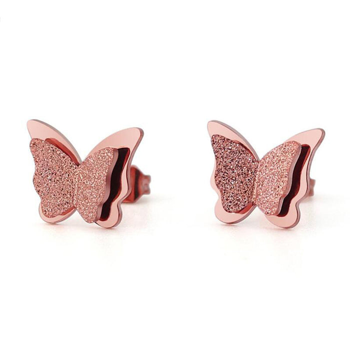 Wholesale Hollow Butterfly Titanium Steel Earrings JDC-ES-SS007